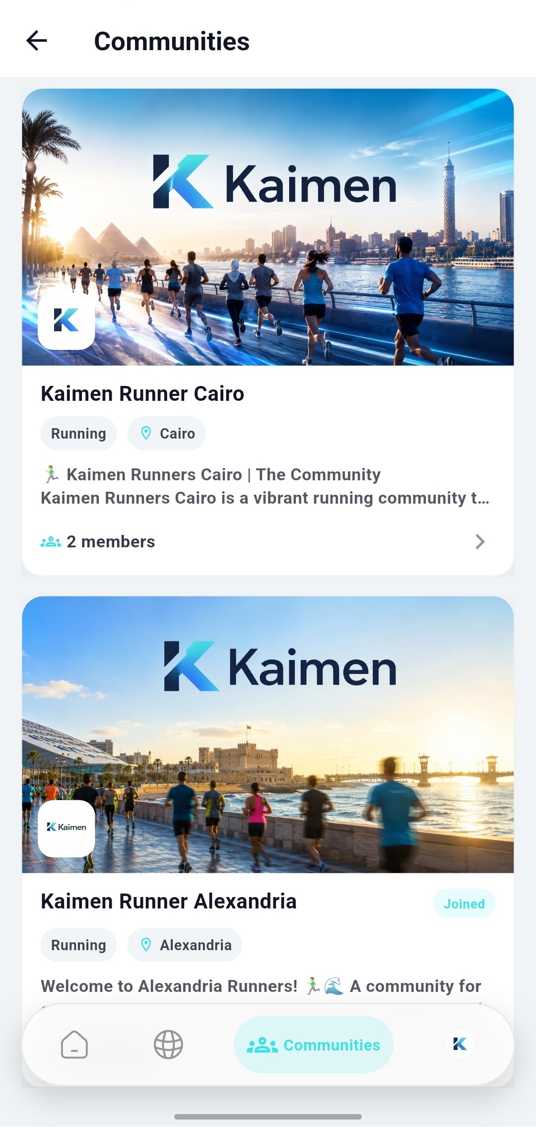 Communities list mockup